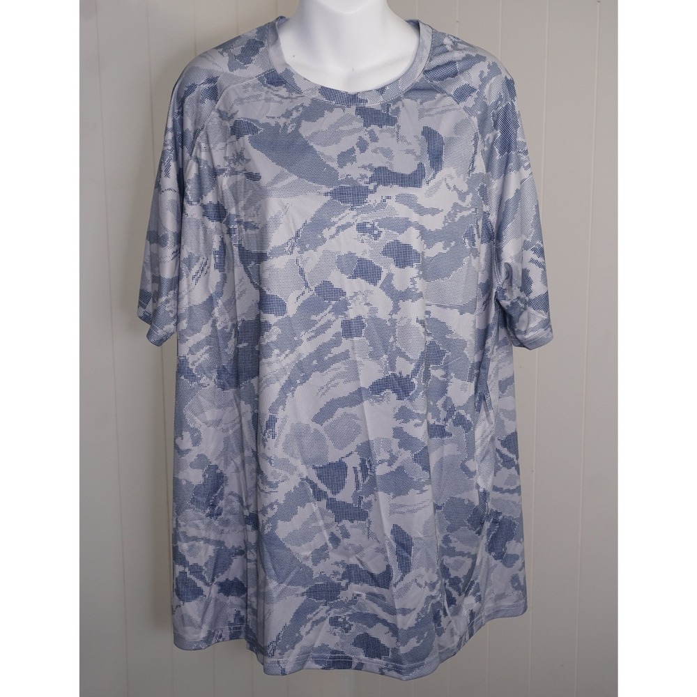 Pinspark Large Blue Camo Polyester UPF 50+ Performance T-Shirt